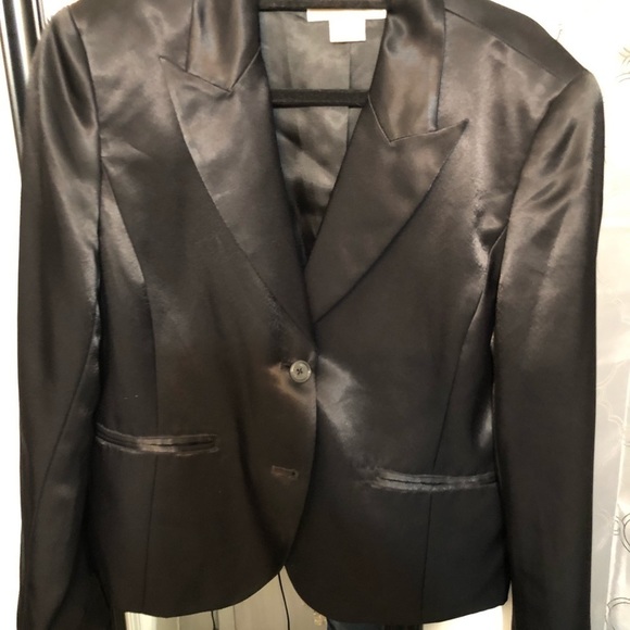 Micheal Kors size 12 black Satin classic blazer wore 1x dress up or down - Picture 1 of 6